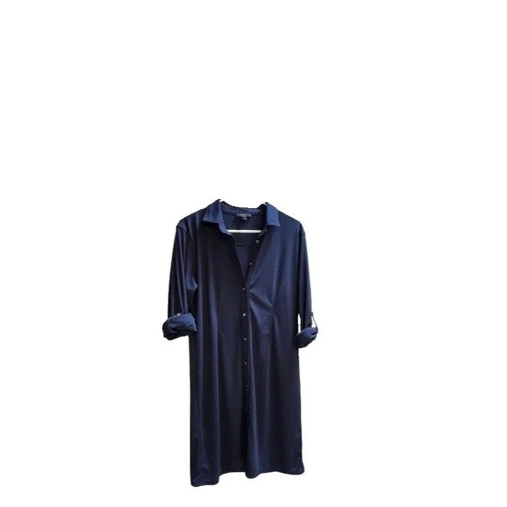J. Crew Shirt Dress  Button Front Long Sleeve Blue Womens Size M